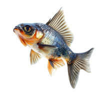 Dynamic fish leaps gracefully against a clean transparent background showcasing vibrant colors and intricate details, Dynamic Fish Leaping Motion isolated on transparent background png