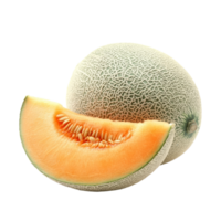 Fresh cantaloupe melon with seeds sliced on a transparent backdrop ready for summer enjoyment and healthy snacking, cantaloupe melon with seeds isolated on transparent background png