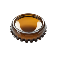 An isolated brown bottle cap lying on a transparent background showcasing its color and design features, bottle cap isolated on transparent backgroundfile png
