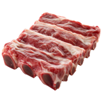 Fresh raw mutton ribs arranged neatly on a clean surface, showcasing the quality of meat for culinary use, Isolated fresh raw mutton ribs meat part png