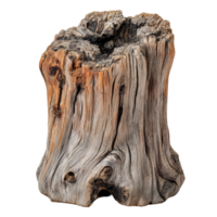 A weathered dead log stump with intricate textures on a transparent background showcasing natural decay, Dead Log Stump on transparent background png