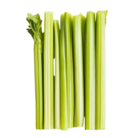 Fresh celery sticks arranged on a clean transparent background highlighting their vibrant color and crisp texture, Celery sticks. on transparent background png