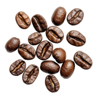 Roasted coffee beans isolated on a transparent background showcasing their rich color and texture, perfect for enthusiasts, Roasted coffee beans isolated png