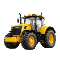 A powerful yellow tractor isolated on a transparent background for agricultural and farming applications, tractor isolated on transparent background png