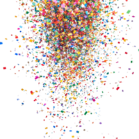 Colorful confetti bursts from above, creating a festive atmosphere against a bright transparent background during a joyful celebration, Colorful confetti bursting isolated png
