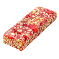 Sunkissed strawberry energy corn bar isolated on a clean transparent background for healthy snacking options, strawberry energy corn bar isolated on transparent background png