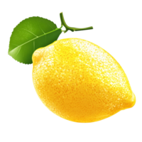 Fresh lemon fruit with green leaf isolated on a transparent background for culinary or decorative use, lemon fruit with leaf isolated on transparent background png