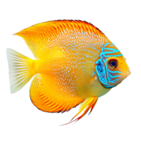 Beautiful discus fish swimming gracefully on a transparent background displaying vibrant colors and patterns, discus fish isolated on transparent background png