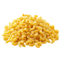 A generous pile of raw Gomiti macaroni pasta isolated on a clean transparent background for culinary use, Pile of raw Macaroni Gomiti Pasta isolated on transparent background png