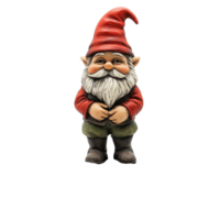 A whimsical gnome figure characteristically standing on a stone pedestal in a decorative garden setting, Whimsical Gnome Figure Standing on Stone Pedestal on transparent background png