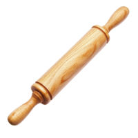 Classic wooden rolling pin isolated on a transparent background for baking enthusiasts and culinary projects, Wooden rolling pin isolated on transparent background png