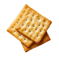 Delicious golden crackers stacked on a transparent background, showcasing their crisp texture and inviting appearance, Cracker on transparent background png