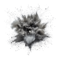 Grey powder explosion isolated on transparent background showcasing dynamic dispersion and texture details, grey color powder pulver explosion isolated on transparent background png