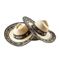Colorful mariachi hats displayed isolated on a transparent background for traditional Mexican celebration, Mariachi hats isolated on transparent background png