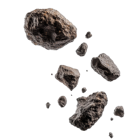 Asteroids floating in the air against a transparent background with transparent highlights, Asteroids in air isolated on transparent background png