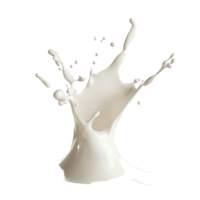 Milk splashes dynamically against a clean transparent background, creating a visual of fluid motion and texture, Milk splashing over transparent background png