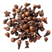 A closeup view of aromatic cloves arranged on a transparent background showcasing their unique texture and rich color, cloves on transparent background png