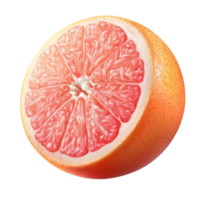 Fresh pink grapefruit half isolated on a transparent background showcasing its juicy texture and vibrant color, pink grapefruit citrus fruit isolated on ransparent transparent background png