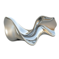Abstract metallic wave sculpture showcasing fluidity and form in a sleek, isolated design, flowing abstract metallic wave solid shape isolated transparent background png
