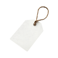 Blank price tag with string tie placed on a clean transparent surface for versatile labeling needs, Blank paper price tag or label isolated on transparent backgroundfile png