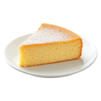 Delicious butter cake slice served on a plate against a clean transparent background for a tempting dessert presentation, butter cake on plate isolated on transparent background png