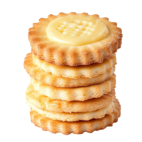 Delicious stacked biscuits filled with butter and sugar on a transparent background, Biscuits butter with sugar on transparent background png