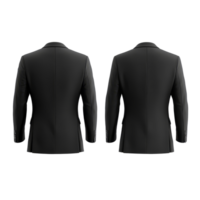 Elegant black suit jacket mockup showcasing front and back views for tailored fashion presentations, Elegant Black Suit Jacket Mockup from Front and Back Views on transparent background png