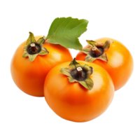 Fresh ripe persimmons displayed on a clean transparent background showcasing their vibrant color and natural beauty, Fresh ripe persimmonsisolated on transparent background png