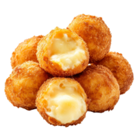 Deliciously crispy fried cheese balls stacked on a transparent background ready to be served and enjoyed anytime, fried cheese balls on transparent background png