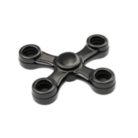 Stylish black fidget spinner isolated on a bright transparent background for relaxation or fun, Black fidget spinner. 3D render, isolated on transparent background png