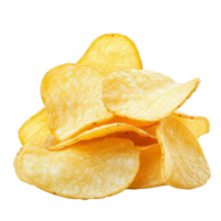 Freshly sliced potato chips isolated on a clean transparent background for a delightful snack experience, Potato slice into potato chips isolated png