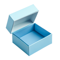 Open blue gift box isolated on a transparent background showcasing its interior design and color, Blue open gift box isolated on transparent background png