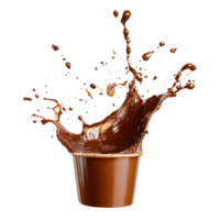 Dynamic splash of coffee on a clean transparent background captures the vibrant movement and texture of liquid in midair, coffee splash on transparent background png