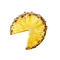 Freshly sliced pineapple wedge resting on a clean transparent surface, ideal for healthy snacking or smoothie preparation, slice pineapple on transparent background png