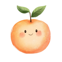 A cheerful vintage kawaii peach fruit illustration on a clean transparent background perfect for cute decor and design, Vintagestyle kawaii peach fruit on a transparent background png