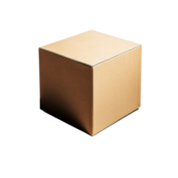 Isolated cardboard box in a warehouse setting with natural light from above, cardboard box warehouse mockup, file of isolated object with shadow on transparent background png