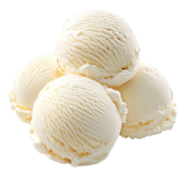 Delicious vanilla ice cream scoops stacked high on a transparent background, perfect for summer dessert enjoyment, Vanilla ice cream png