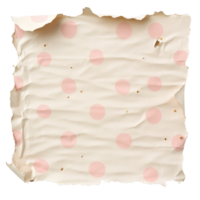 Torn polka dot paper sheet lies on a transparent background, showcasing a whimsical design ideal for creative projects, torn polka dot paper sheet on transparent backgroundfile png