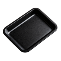 Black foam tray on a transparent background showcasing modern dining accessories for culinary presentation, black foam tray on transparent background png