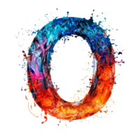 Colorful water splash creating the letter O on a transparent background, consonant letter o is used to make words on transparent backgroundfile png