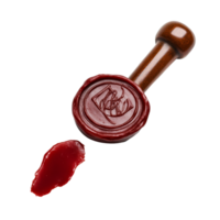 Elegant wax seal with a rejected imprint and spilled wax, perfect for adding a traditional touch to correspondence, Wax Seal with Rejected Word Isolated png