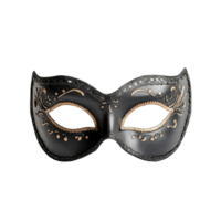 Elegant black masquerade mask with intricate detailing positioned against a clean transparent background, Solo masquerade mask on a clean transparent background with a precise png