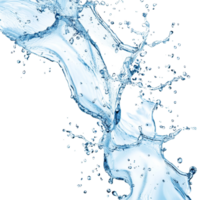 Isolated splash of flowing water with droplets creating dynamic shapes and motion against a transparent background, Flowing water splash isolated png