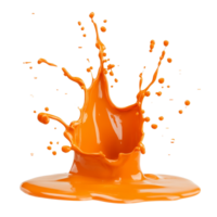 Captivating orange paint splash creating dynamic patterns on a transparent background during artistic expression, Orange paint splash on transparent background png