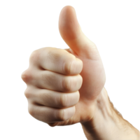 A hand gives a thumbs up gesture on a clean, transparent background signaling approval and positivity, Thumbs Up Isolated on transparent background png