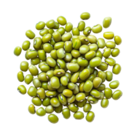 A closeup view of fresh green mung beans isolated on a plain transparent background for culinary or health uses, Group of green mung beans isolated on transparent background png