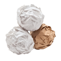 Crumpled transparent and brown paper balls arranged together on a transparent background showcasing texture and color contrast, Crumpled Paper Balls, transparent and Brown, Isolated on transparent png