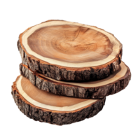 Sliced wooden blanks stacked on a transparent background showcasing natural patterns and textures suitable for crafting, sliced wooden blank isolated on transparent background png