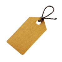 A simple, isolated price tag with a twine attachment on a transparent background for retail pricing displays, price tag isolated on transparent background png