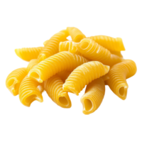 Macro shot of spiral macaroni noodles isolated on a transparent background for culinary and food photography use, macro macaroni isolated on transparent background png